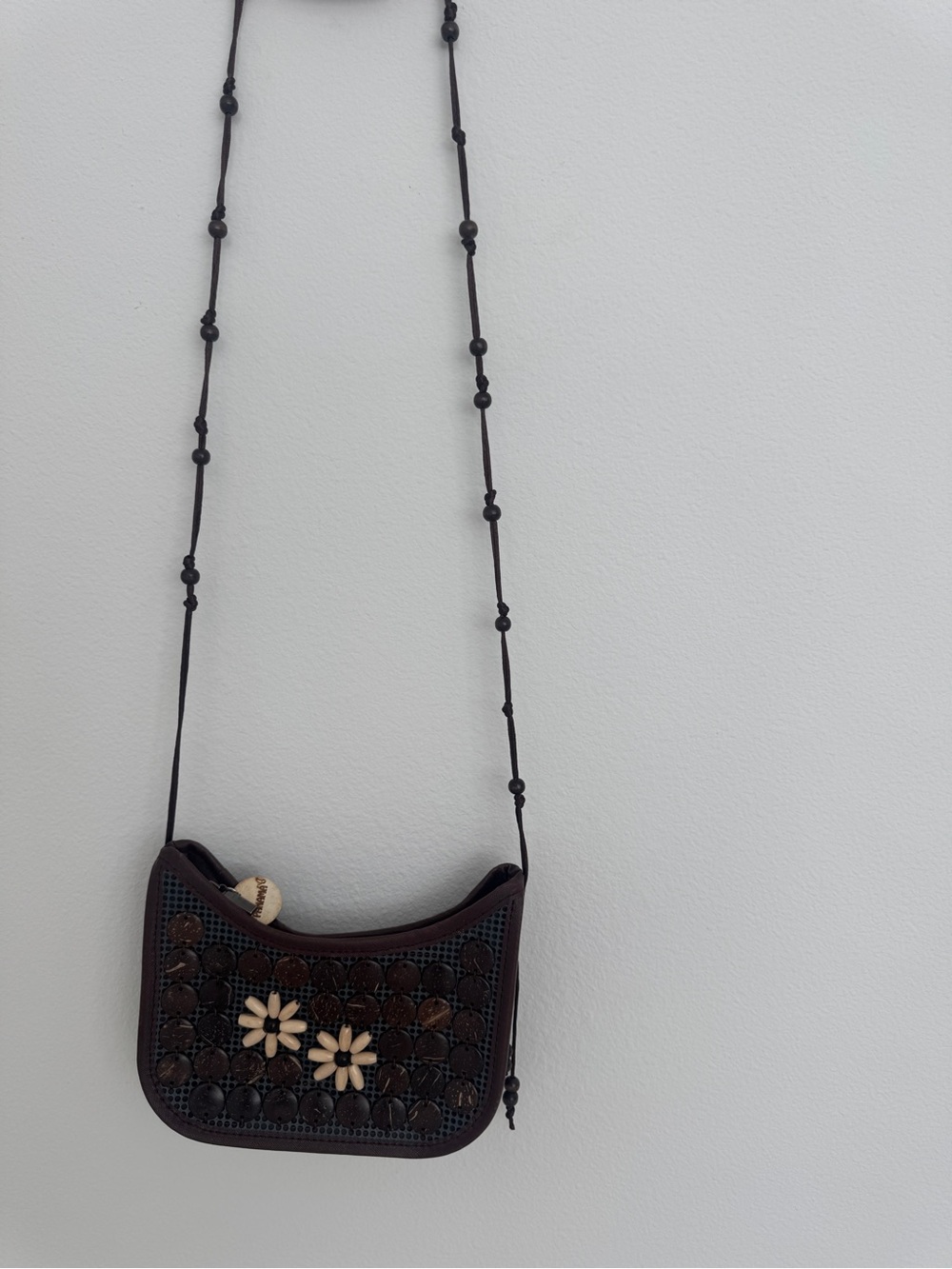 Handcrafted Panama Brown Floral Crossbody Bag - NWOT